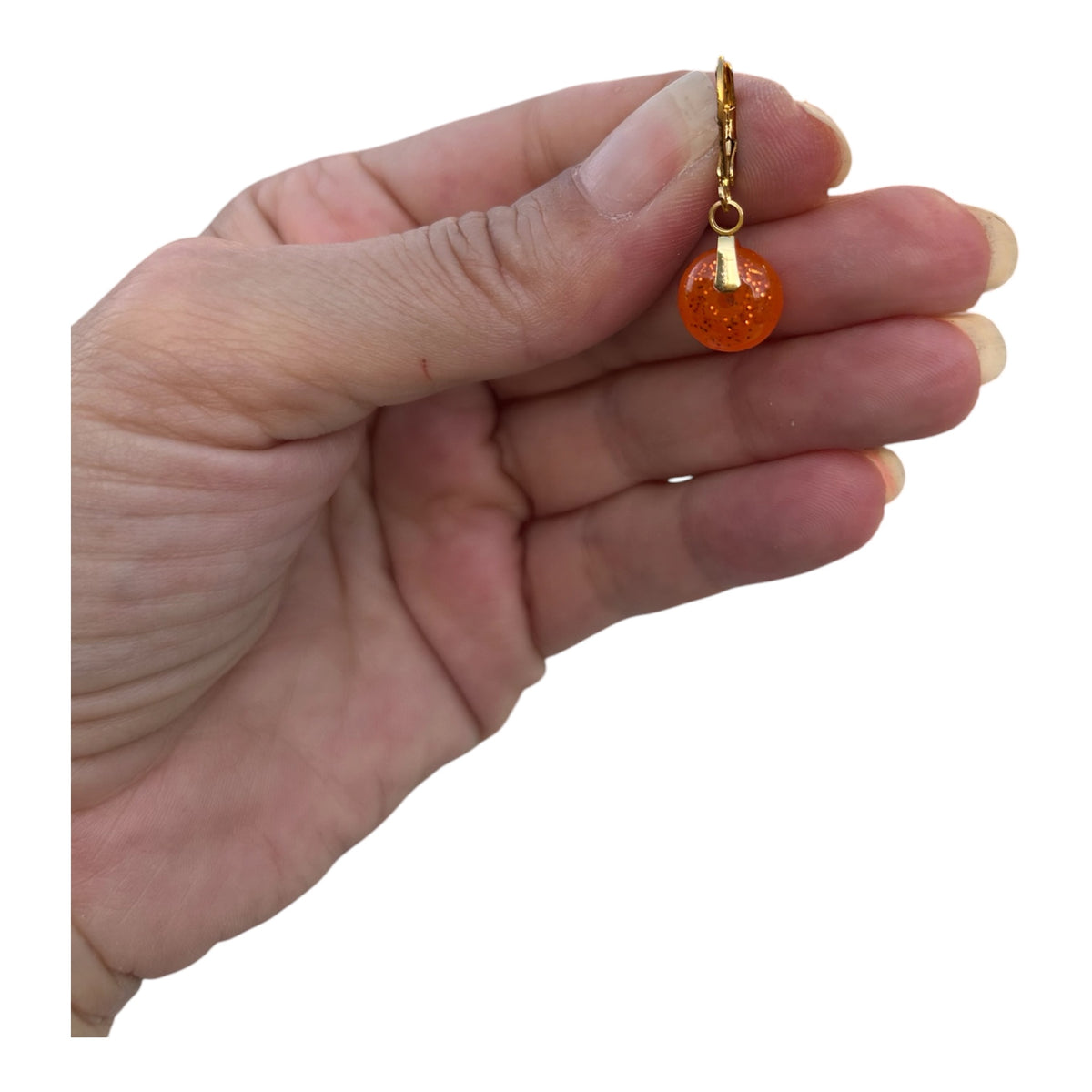 Boucles d'oreilles Donut Soleil — Résine Orange Pailletée