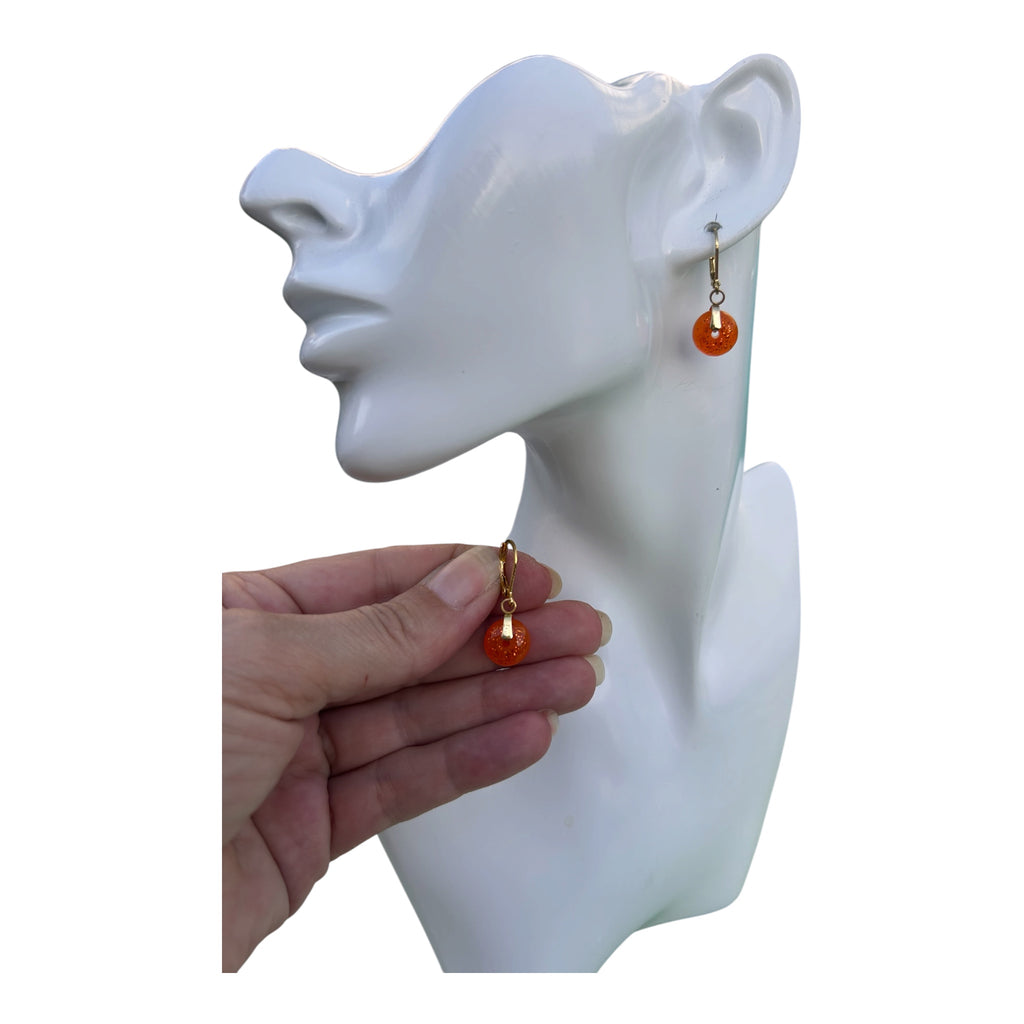 Boucles d'oreilles Donut Soleil — Résine Orange Pailletée