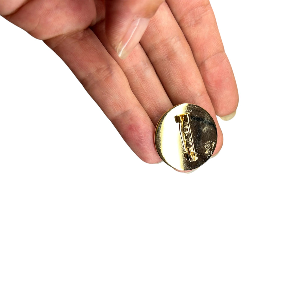 Broche Jardin Doré & Abeille en Résine — Fleurs séchées artisanale