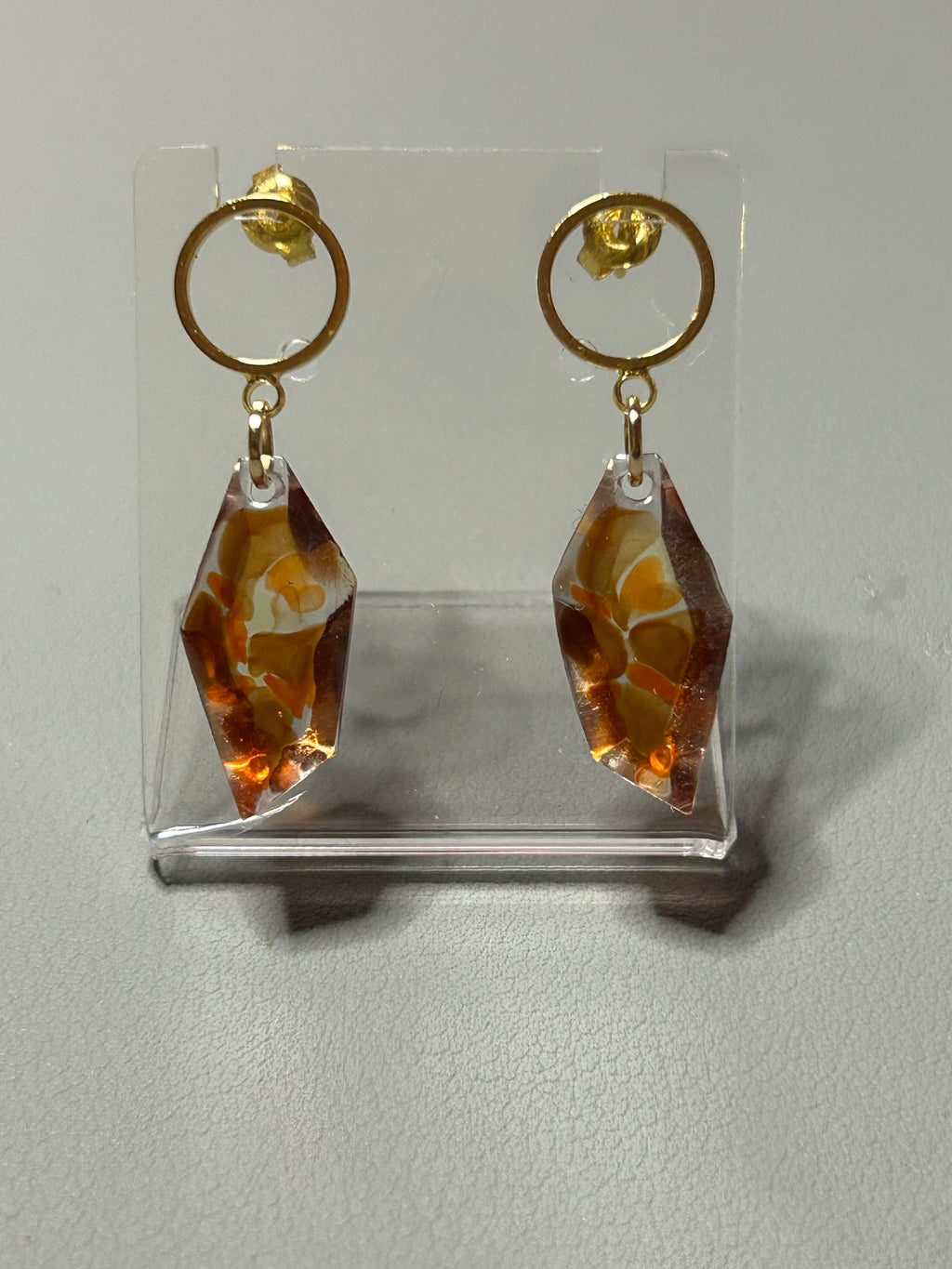 Boucles d'oreilles Goutte d'Ambre — Résine & Acier inoxydable