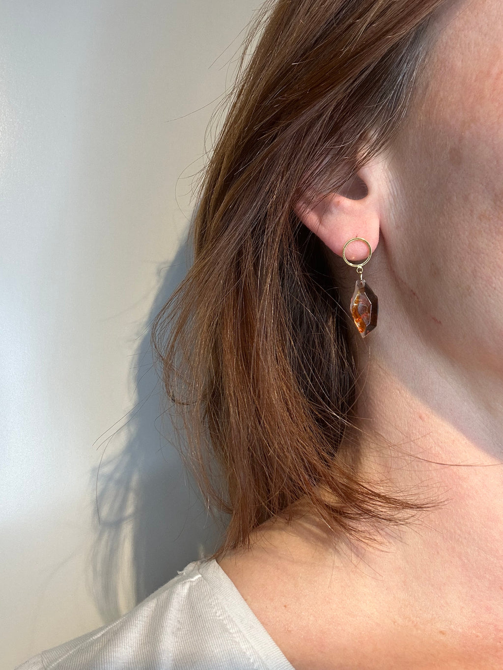 Boucles d'oreilles Goutte d'Ambre — Résine & Acier inoxydable
