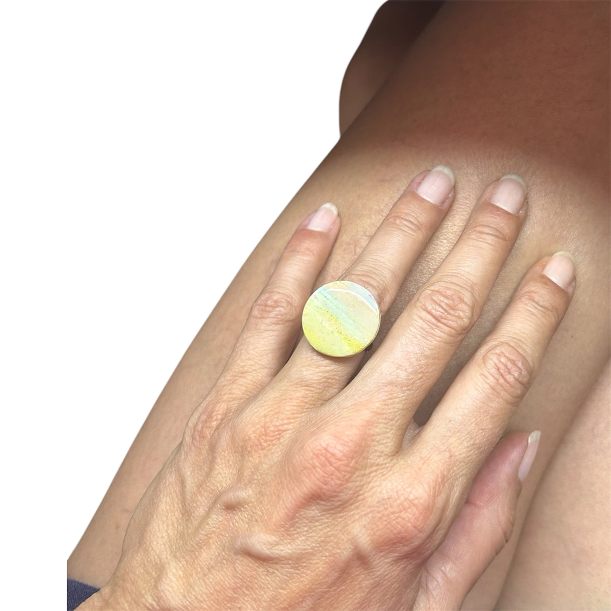 Bague Réglable Ciel d'Été en Pâte Polymère — Artisanale