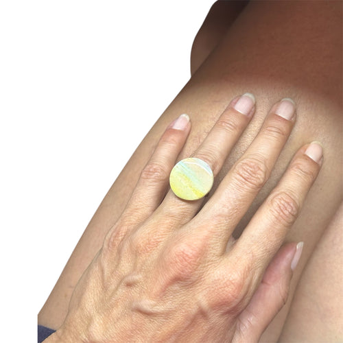 Bague Réglable Ciel d'Été en Pâte Polymère — Artisanale