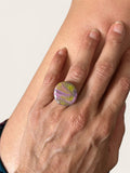 Bague Réglable Lilas & Doré en Pâte Polymère — Artisanale