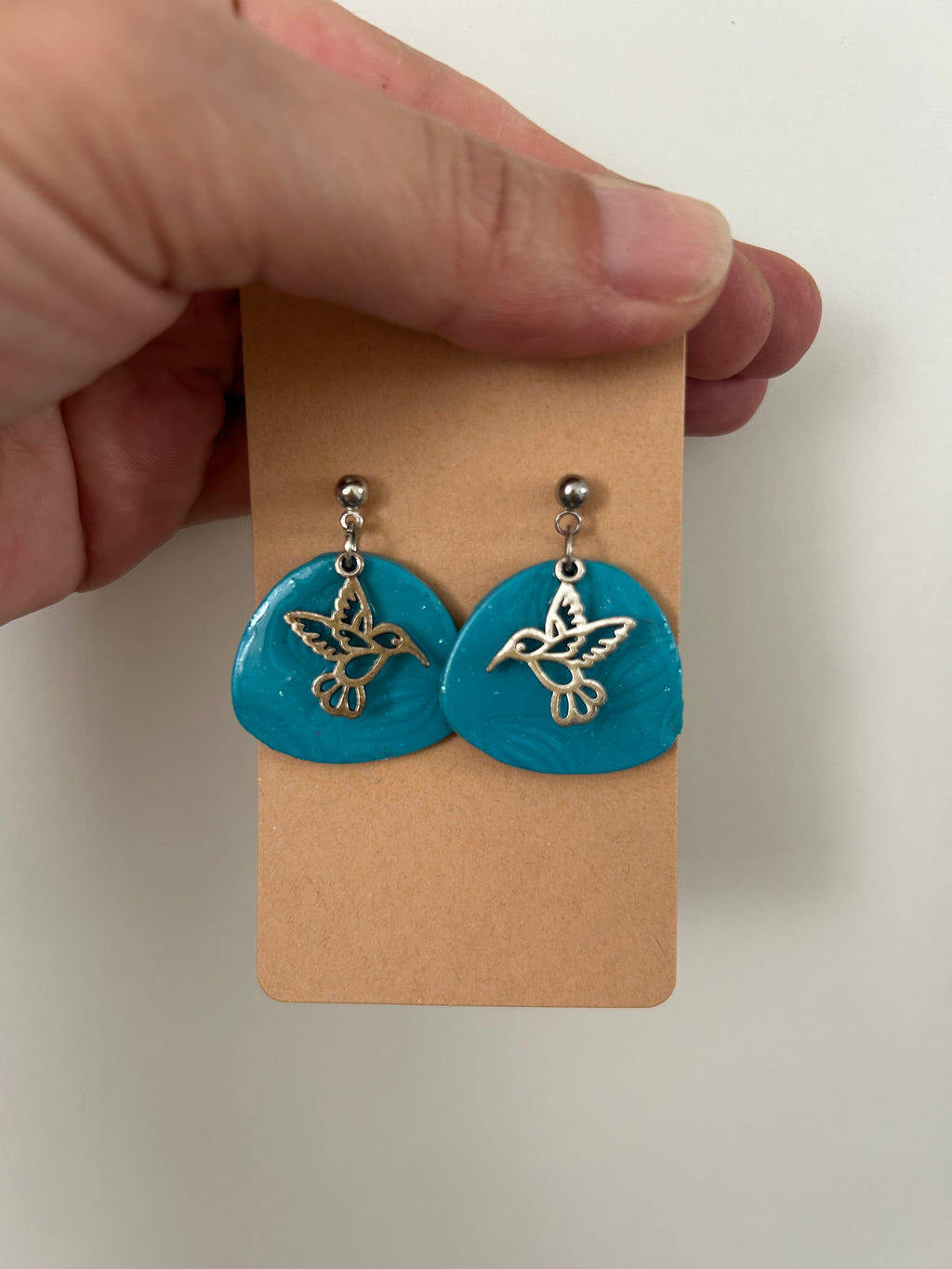 Boucles d'oreilles Colibri en Pâte Polymère — Artisanales