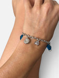 Bracelet Breloques Océan Bleu Résine & Coquillage Argenté | Bijou Artisanal