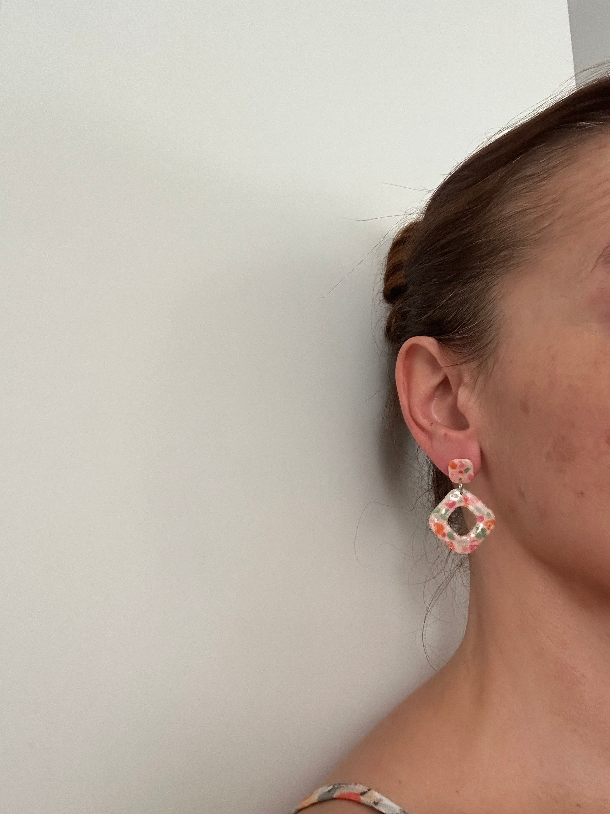 Boucles d'oreilles Fimo Fleuries — Pâte polymère artisanale