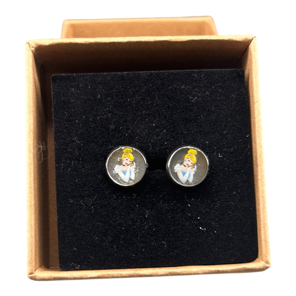 Puces d'oreilles Princesse Robe Bleue en Résine — Coffret cadeau