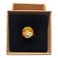 Bague Réglable Cercles Dorés en Résine — Artisanale