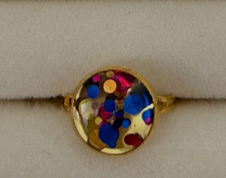 Bague Réglable Confettis en Résine — Bijou artisanal