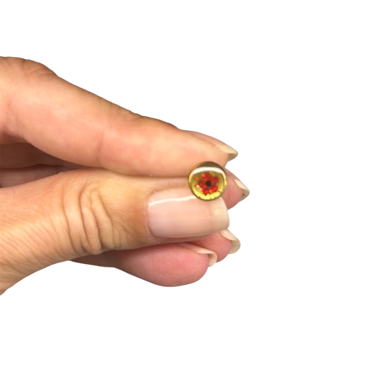Puces d'oreilles Coquelicot en Résine Dorée — Coffret cadeau
