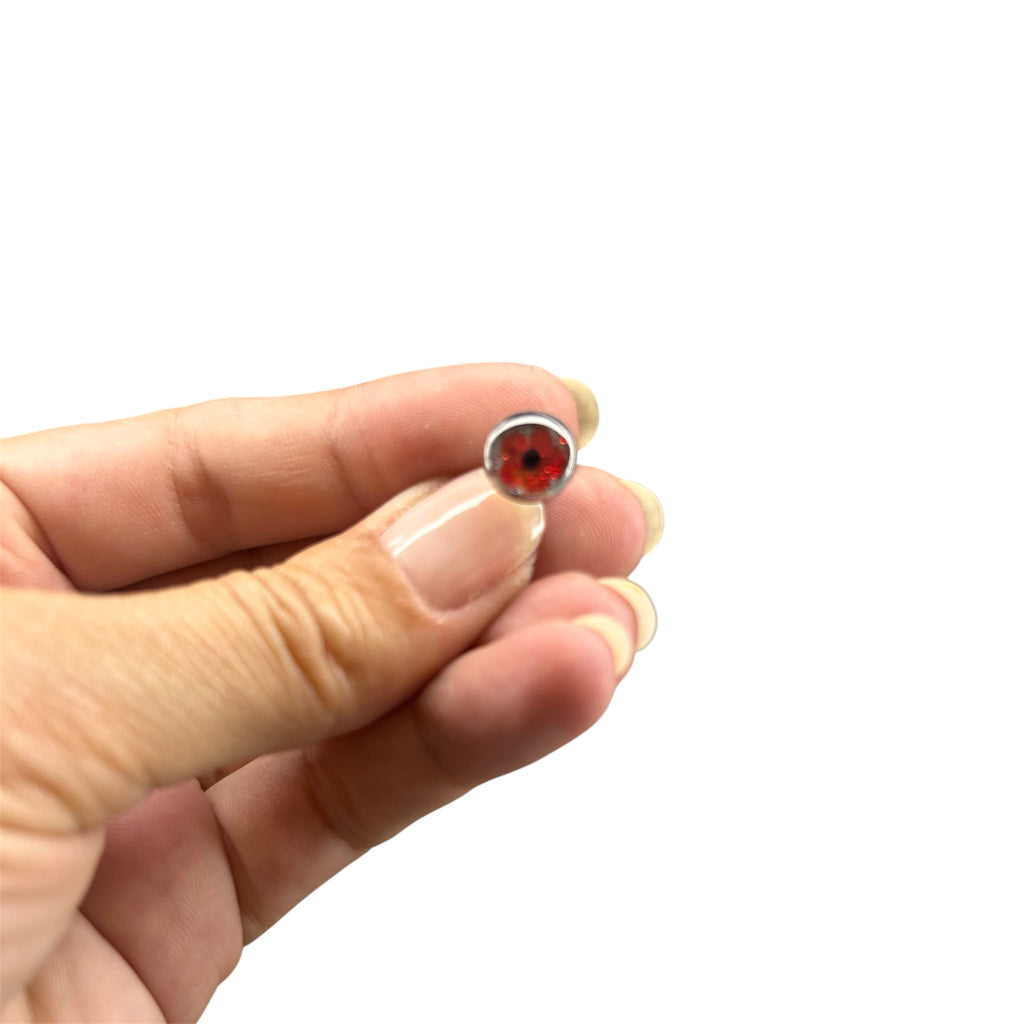 Puces d'oreilles Coquelicot en Résine Argentée — Coffret cadeau