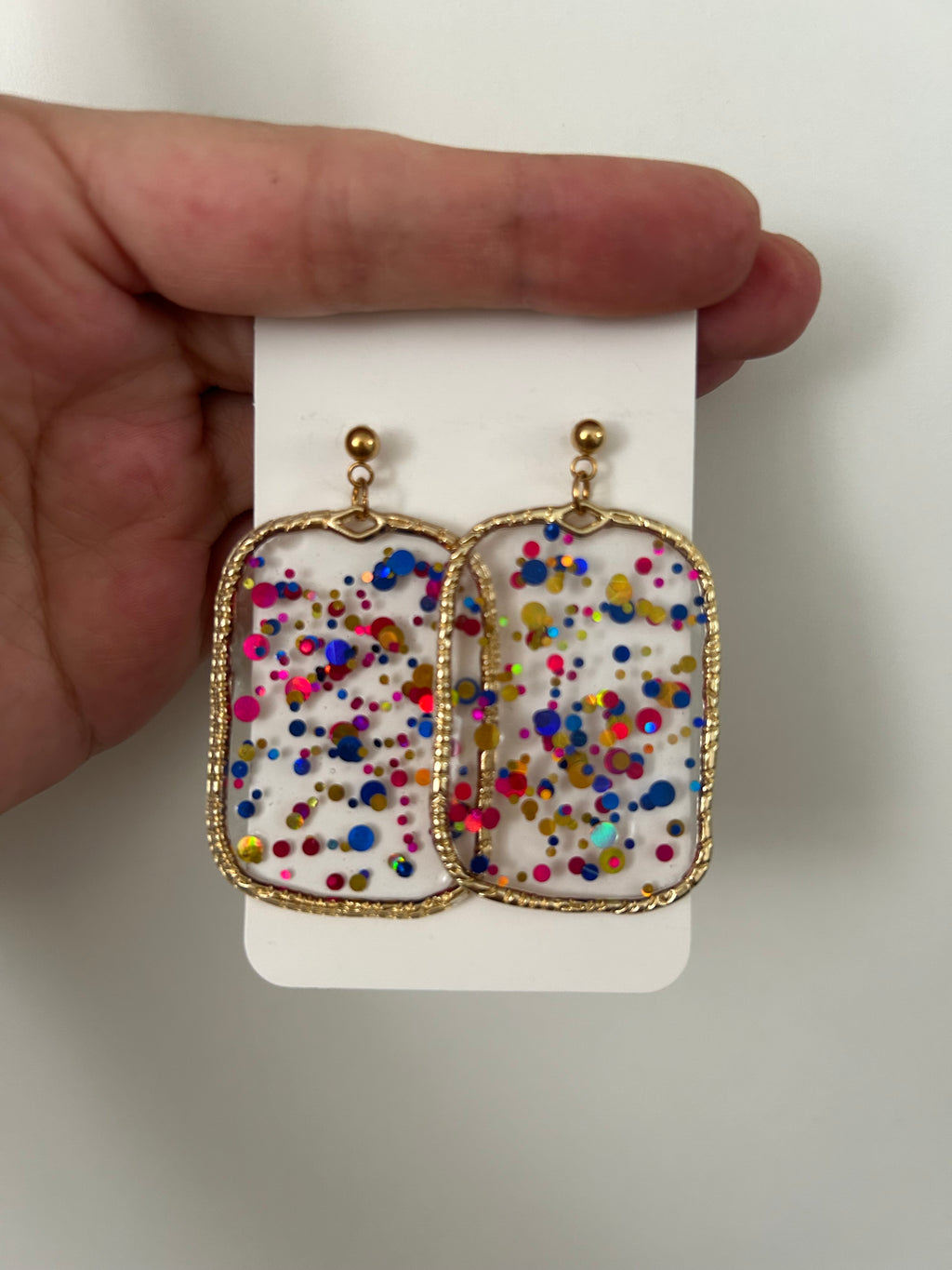 Boucles d'oreilles Confetti en Résine — Artisanales