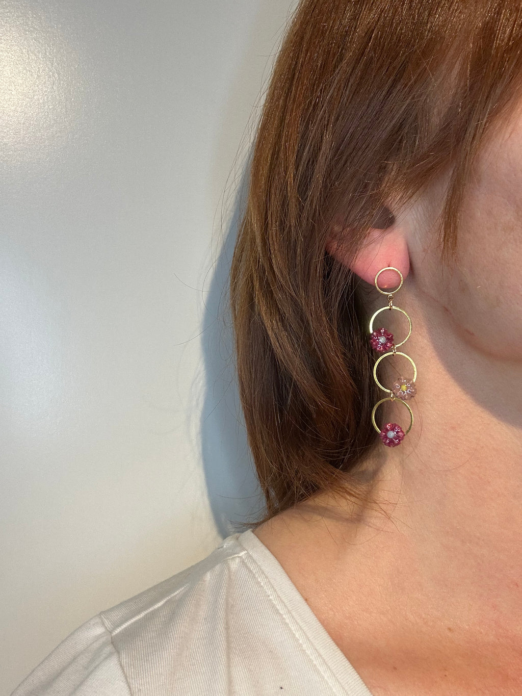 Créoles Fleur en Pâte Polymère — Boucles d'oreilles artisanales