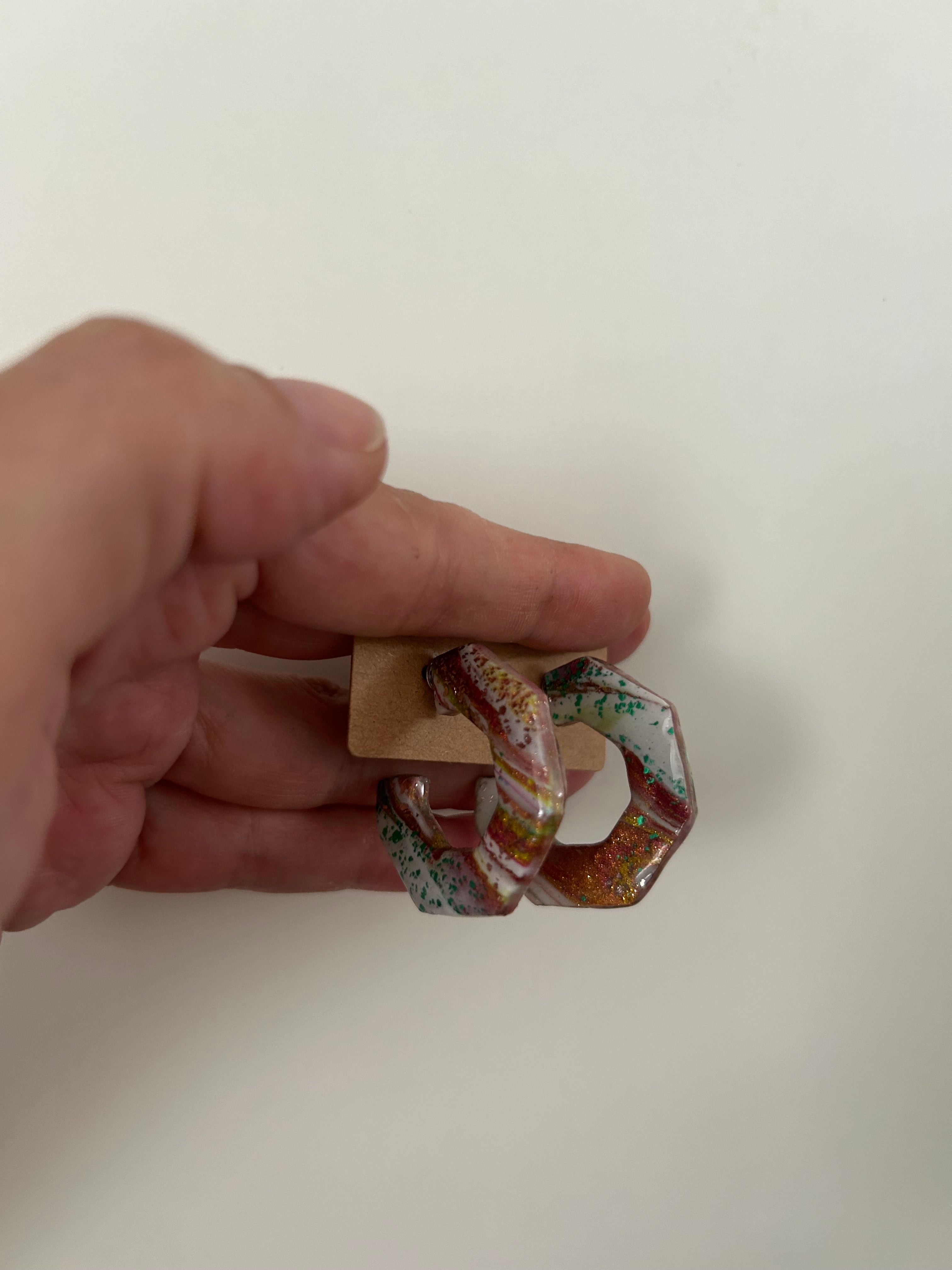 Créoles Hexagone en Pâte Polymère — Boucles d'oreilles