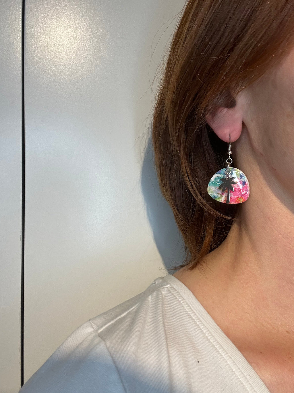 Les palmiers - Boucles d'oreille en pâte polymère