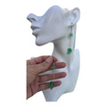 Boucles d'oreilles Étoiles Filantes — Résine Verte & Chaîne Dorée