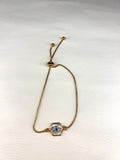 Bracelet Réglable Fleur Bleue en Résine — Chaîne dorée artisanale