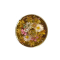 Broche Jardin Doré & Abeille en Résine — Fleurs séchées artisanale