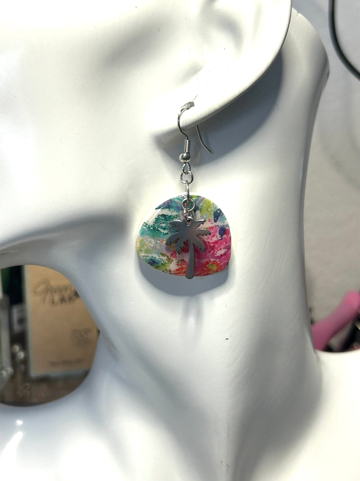 Les palmiers - Boucles d'oreille en pâte polymère