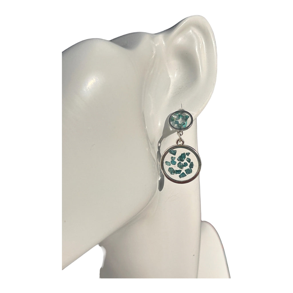 Boucles d’Oreilles en Résine – Incrustations de Pierres & Acier Inoxydable