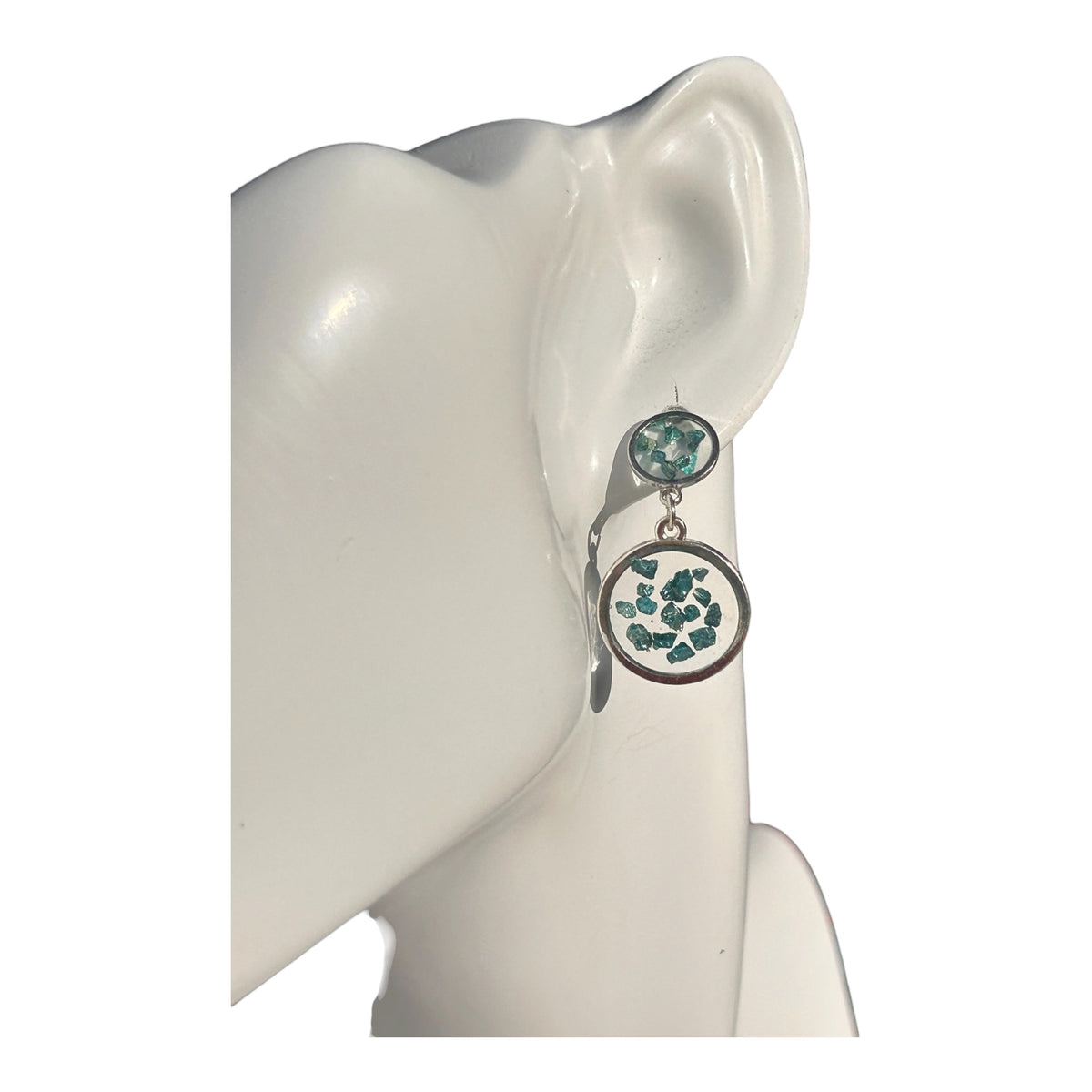 Boucles d’Oreilles en Résine – Incrustations de Pierres & Acier Inoxydable