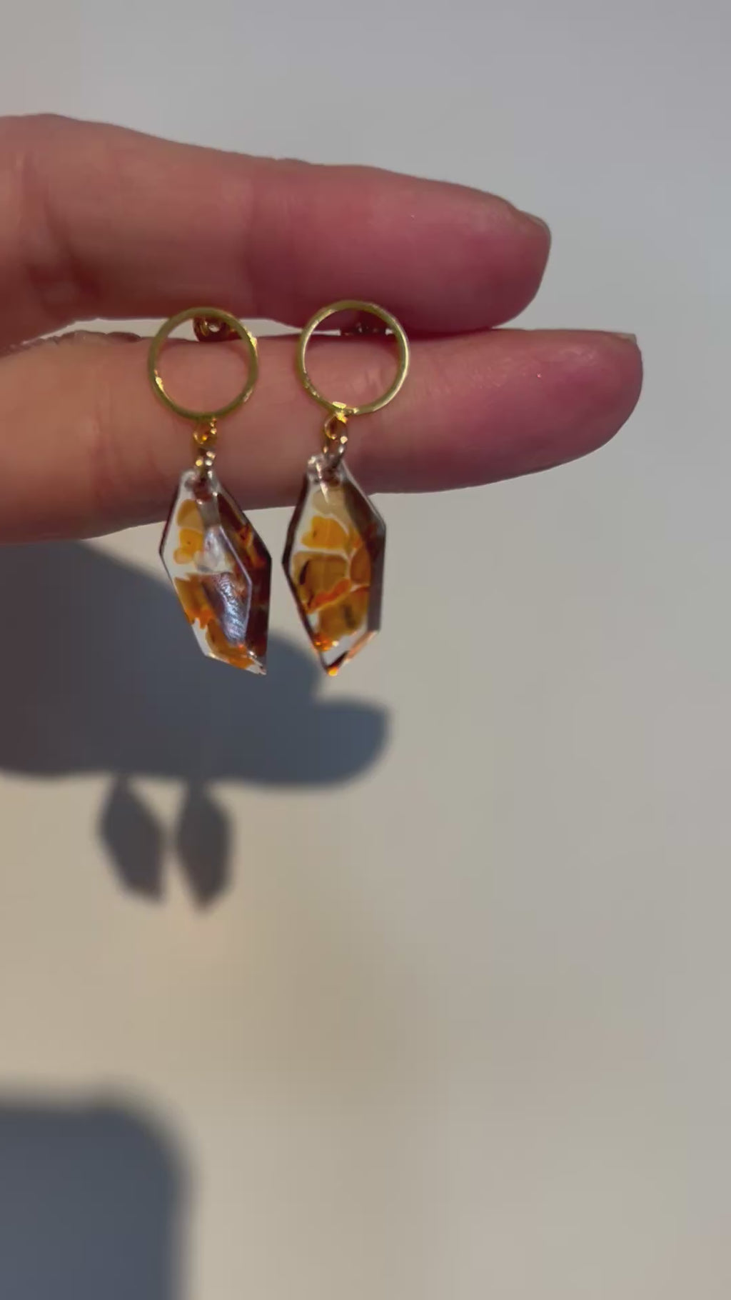 Boucles d'oreilles Goutte d'Ambre — Résine & Acier inoxydable
