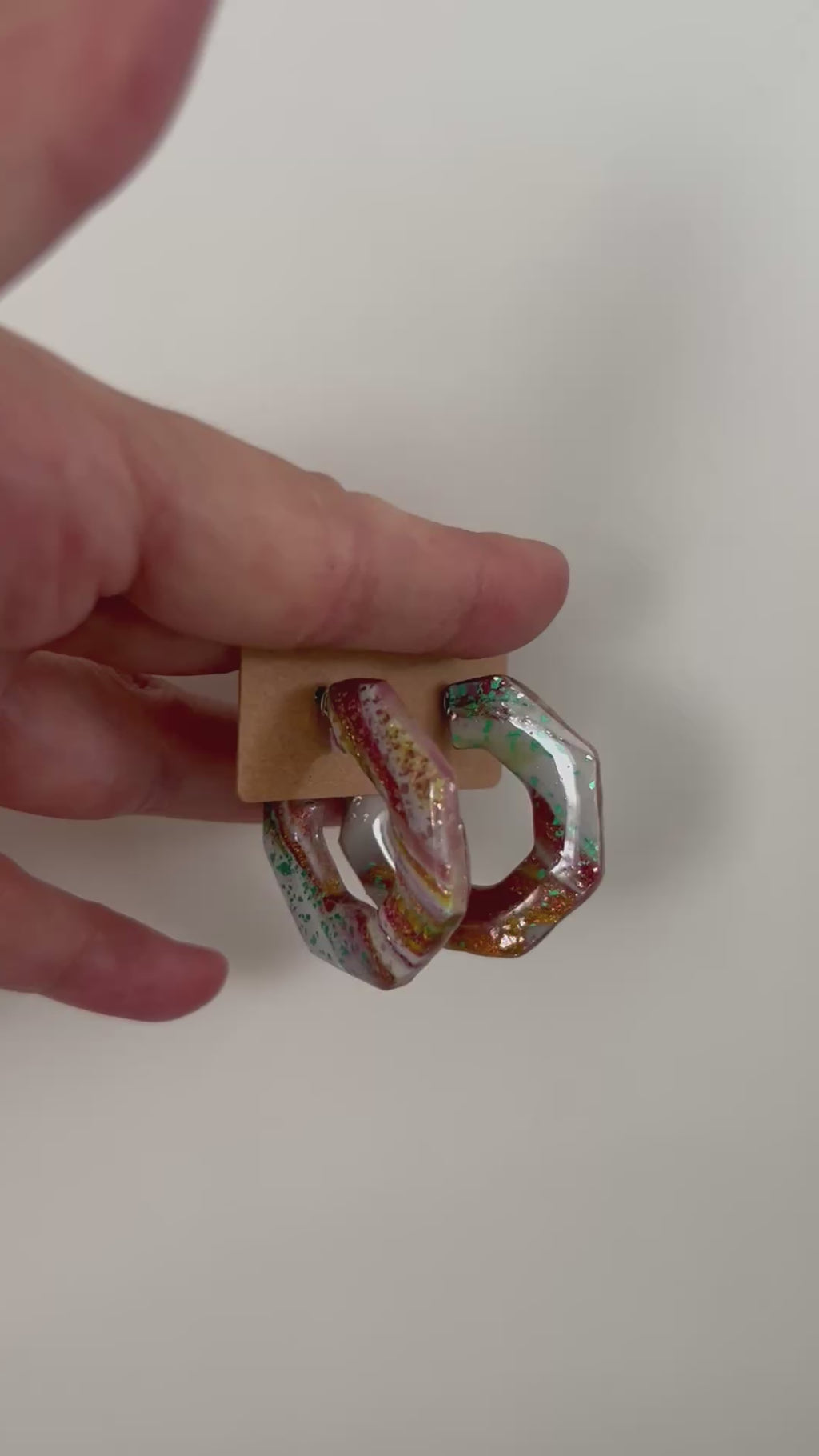 Créoles Hexagone en Pâte Polymère — Boucles d'oreilles