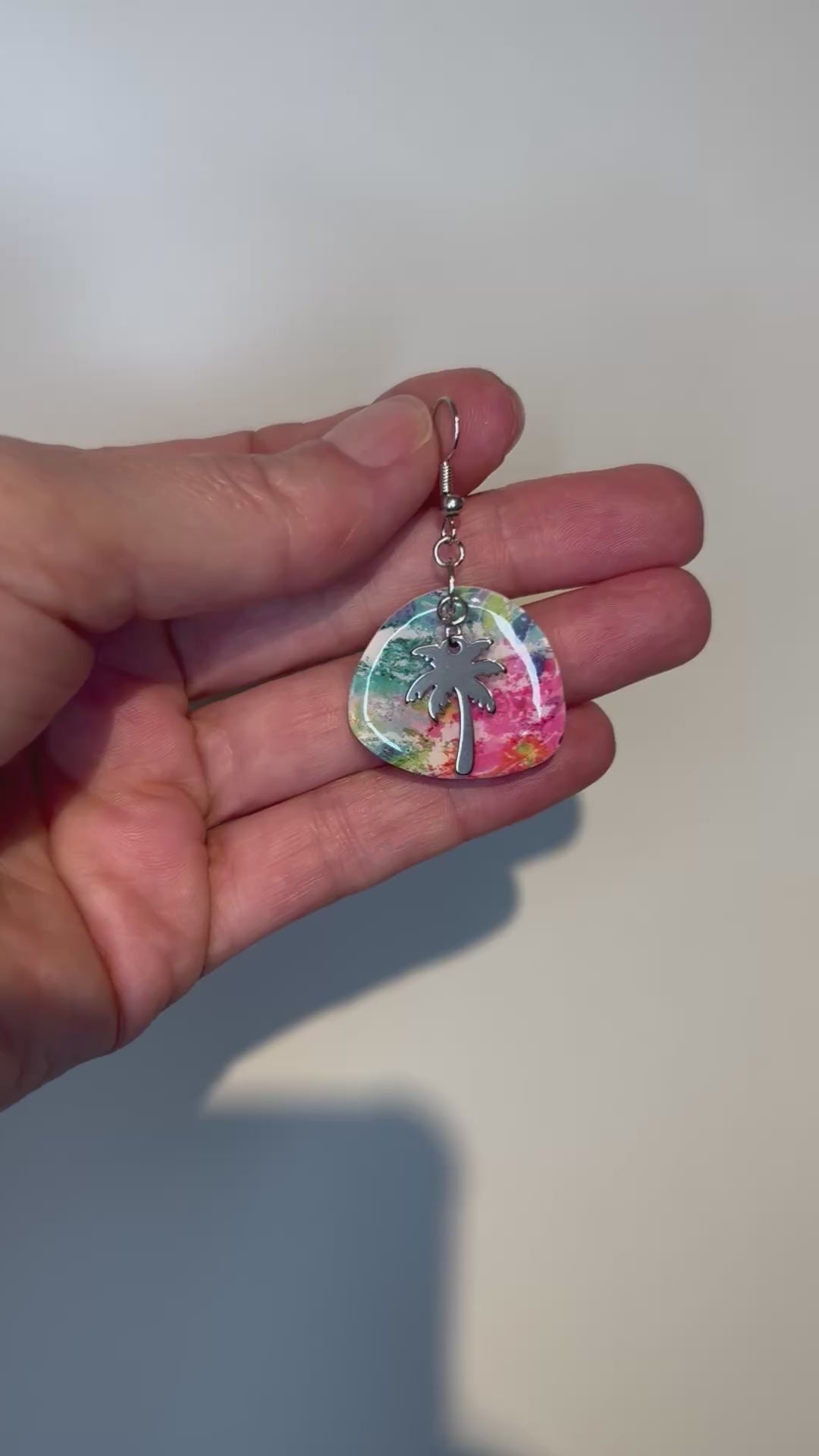 Les palmiers - Boucles d'oreille en pâte polymère