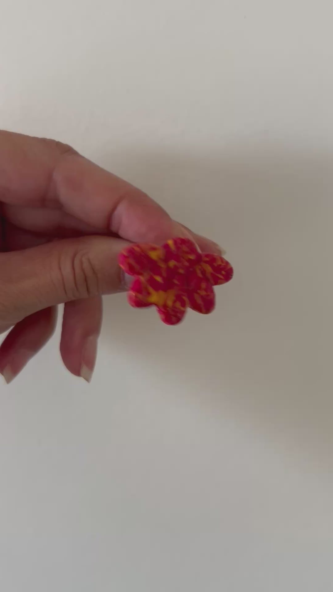 Boucles d'oreilles Hibiscus en Pâte Polymère — Artisanales
