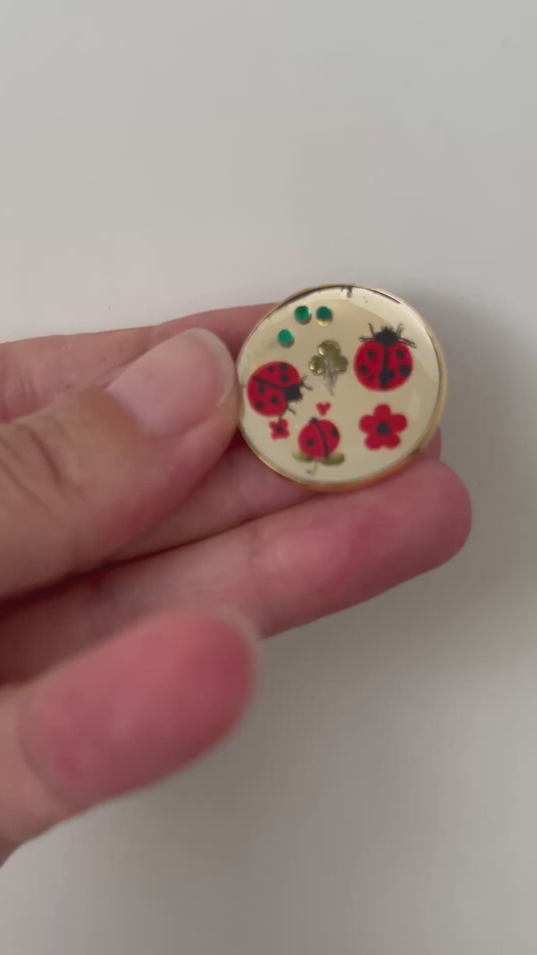 Broche Ronde Coccinelle en Résine – Bijou Artisanal Nature