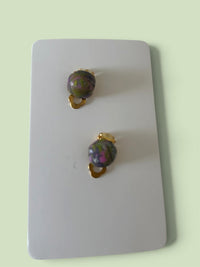 Clips d'oreilles Perle Galaxie en Pâte Polymère — Artisanaux