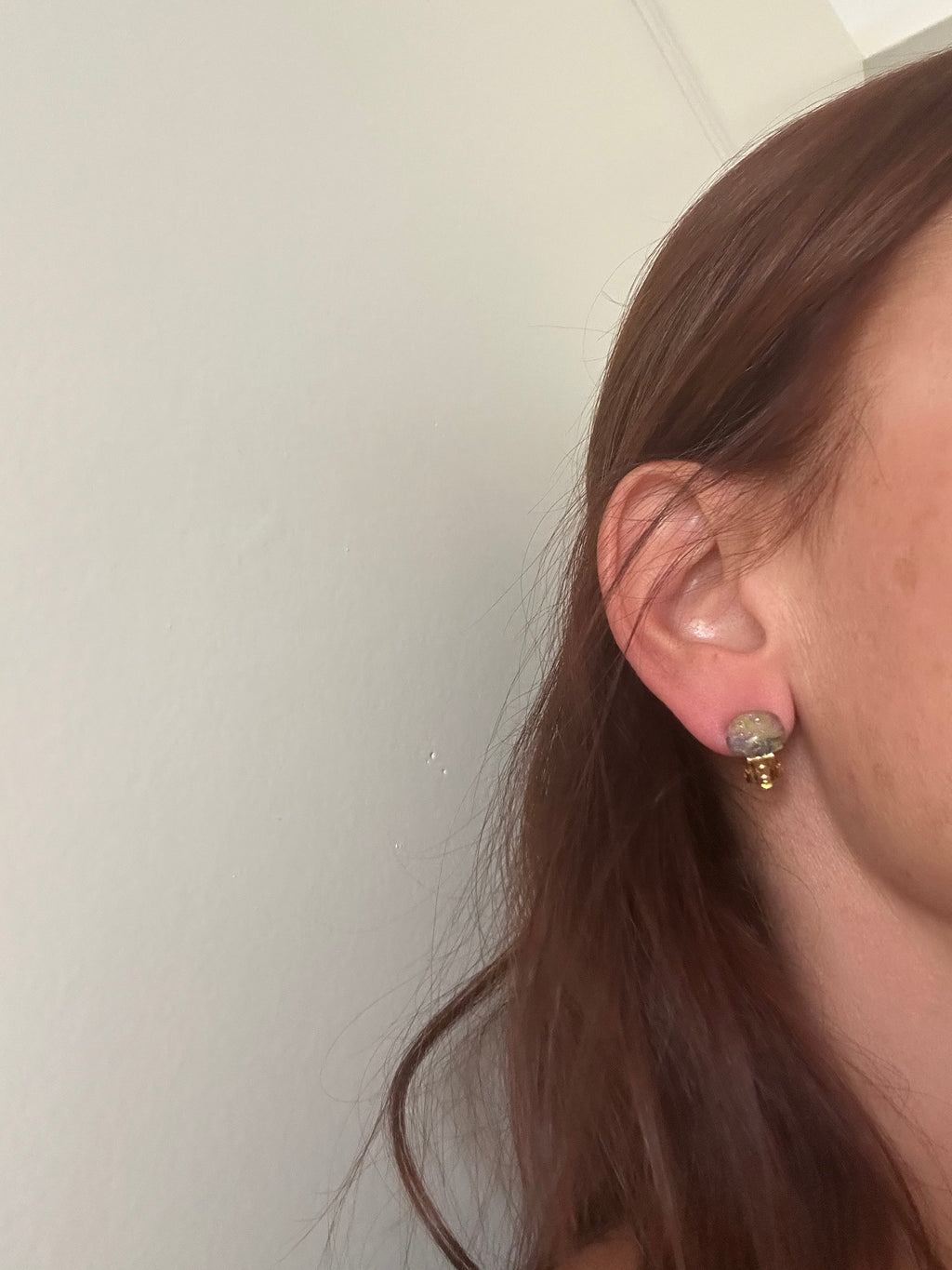 Clips d'oreilles Perle Galaxie en Pâte Polymère — Artisanaux