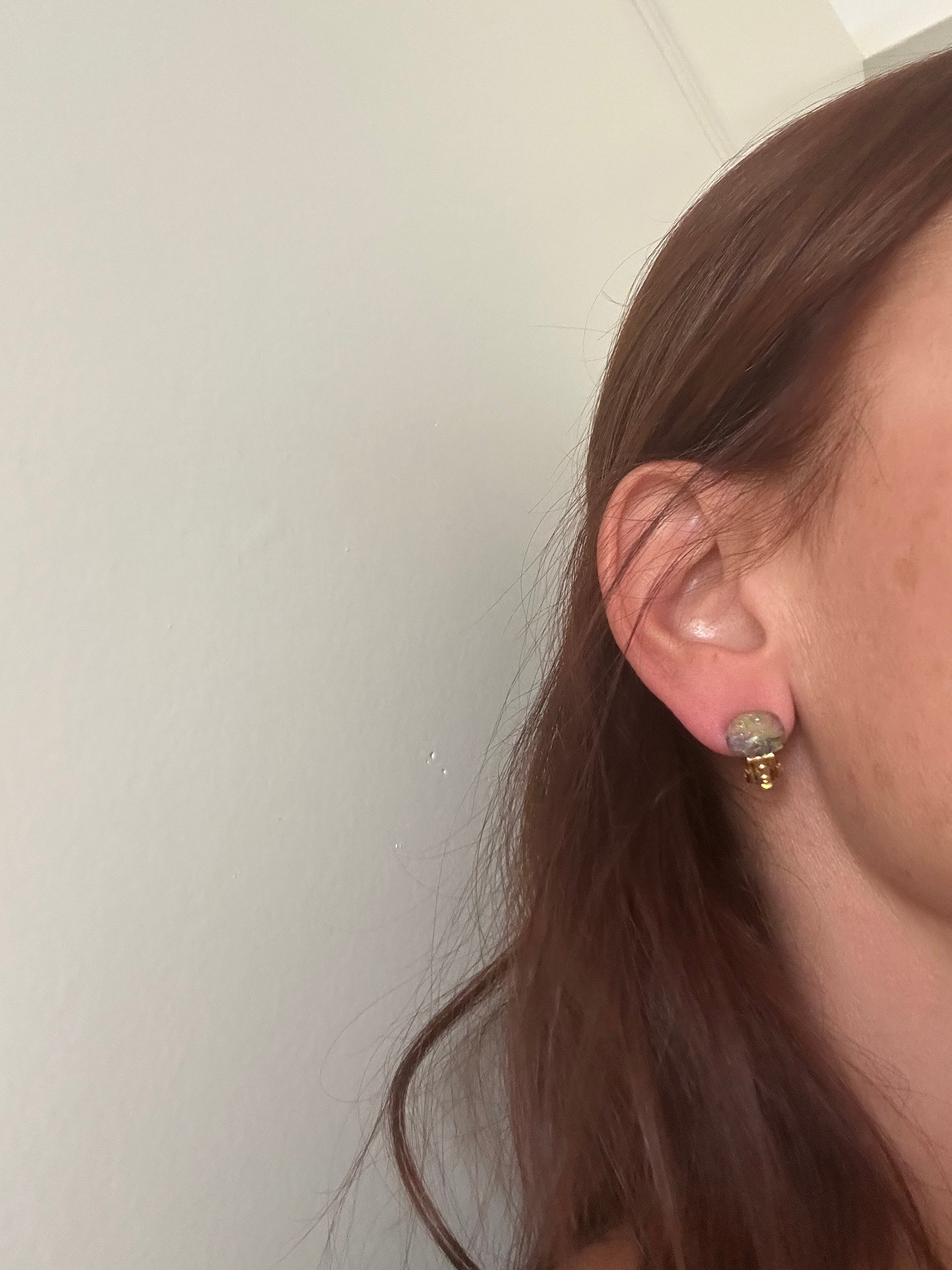 Clips d'oreilles Perle Galaxie en Pâte Polymère — Artisanaux