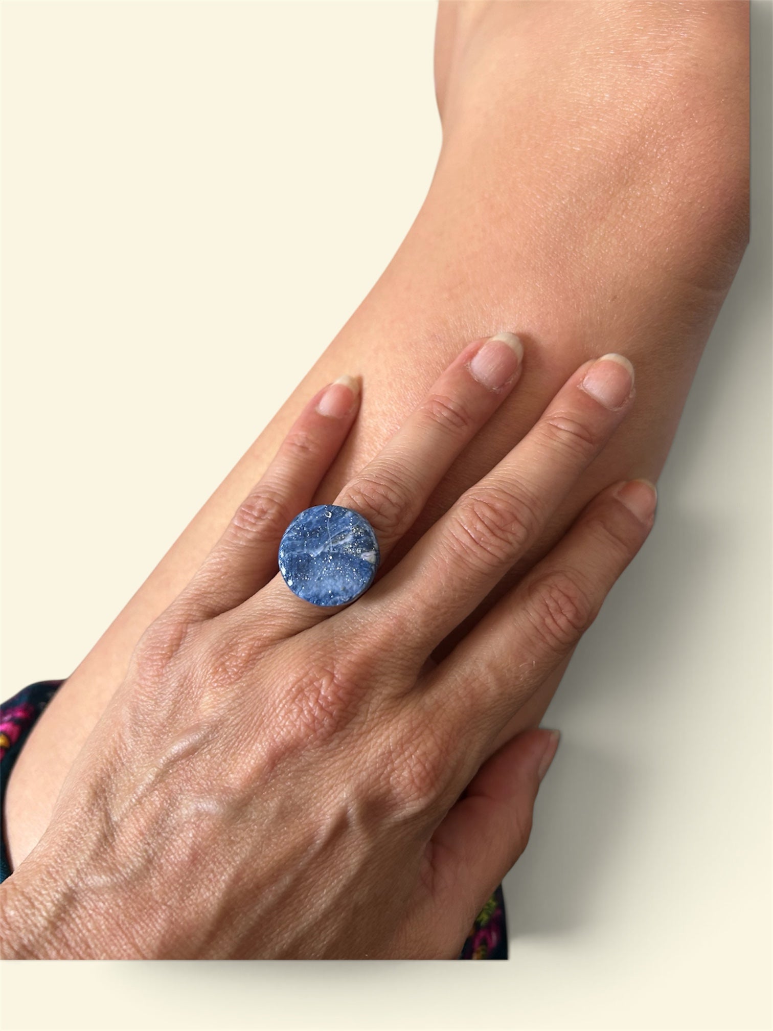 Bague Réglable Voie Lactée en Pâte Polymère — Artisanale